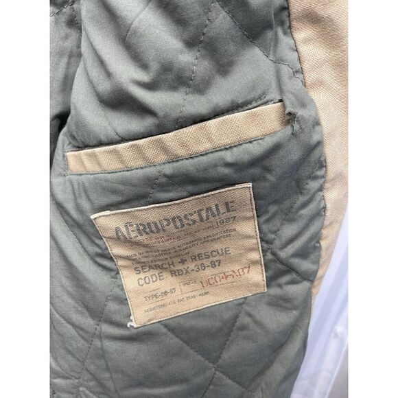 Aeropostale Jacket Size Medium Tan Winter Mens Pockets Zip Up - Picture 7 of 7